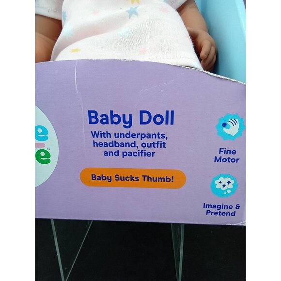 Gigglescape 14” Baby Doll With Pacifier Outfit Headband & Thumb-Sucking Feature - Picture 2 of 6